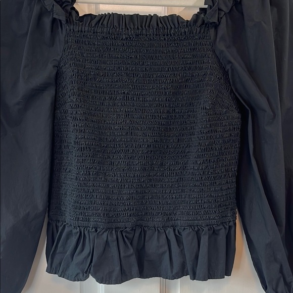 The Drop Puff Sleeve Smocked Chest Long Sleeve 100% Cotton Blouse - Size Small - Picture 2 of 9